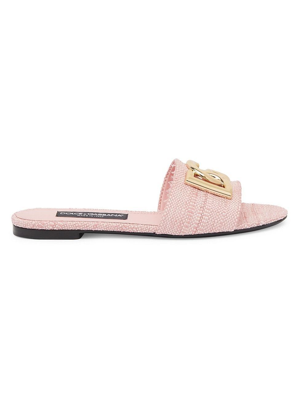 Raffia DG Medallion Flat Slide Sandals Product Image