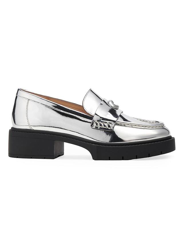 Womens Leah Metallic Leather Loafers Product Image