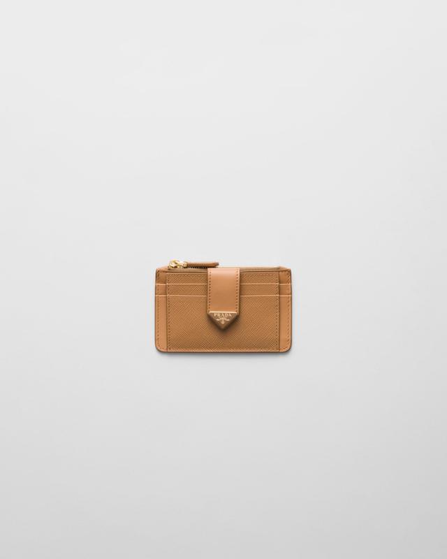 Saffiano and smooth leather card holder Product Image