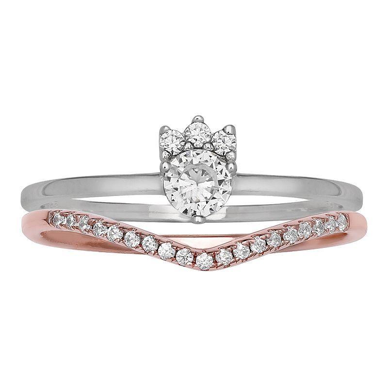 PRIMROSE 18k Rose Gold Over Sterling Silver Double Band Ring, Womens Pink Over Sterling Product Image