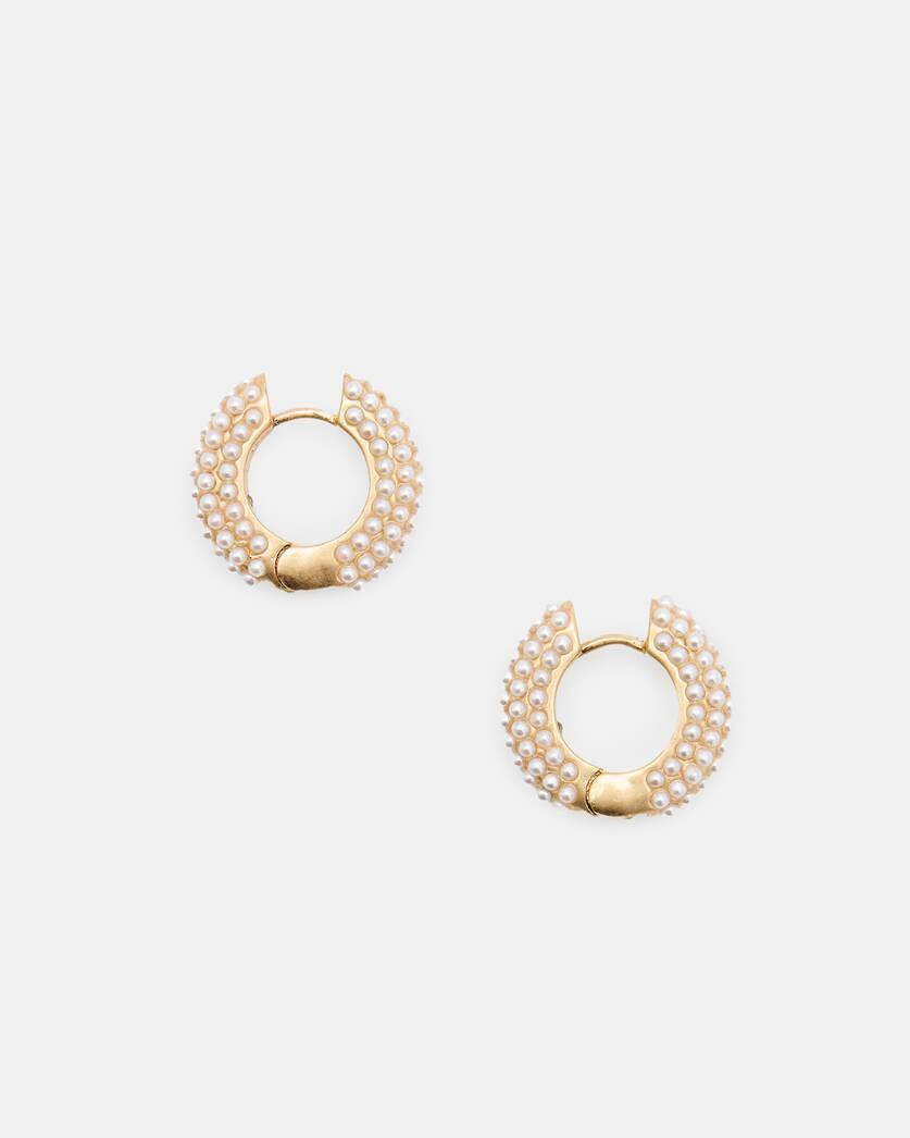 Pearl Beaded Chunky Hoop Earrings Product Image