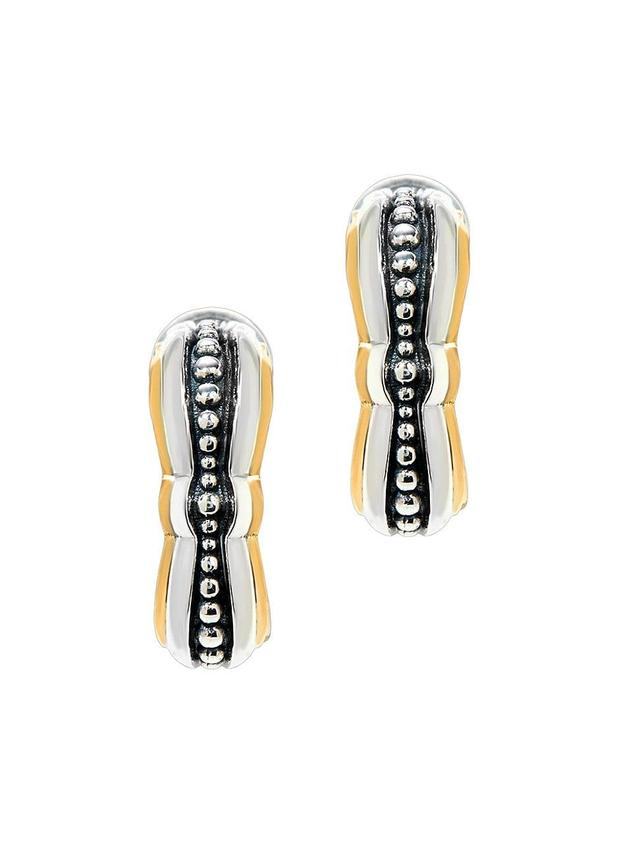 Womens Dome Sterling Silver & 18K Gold Earrings Product Image