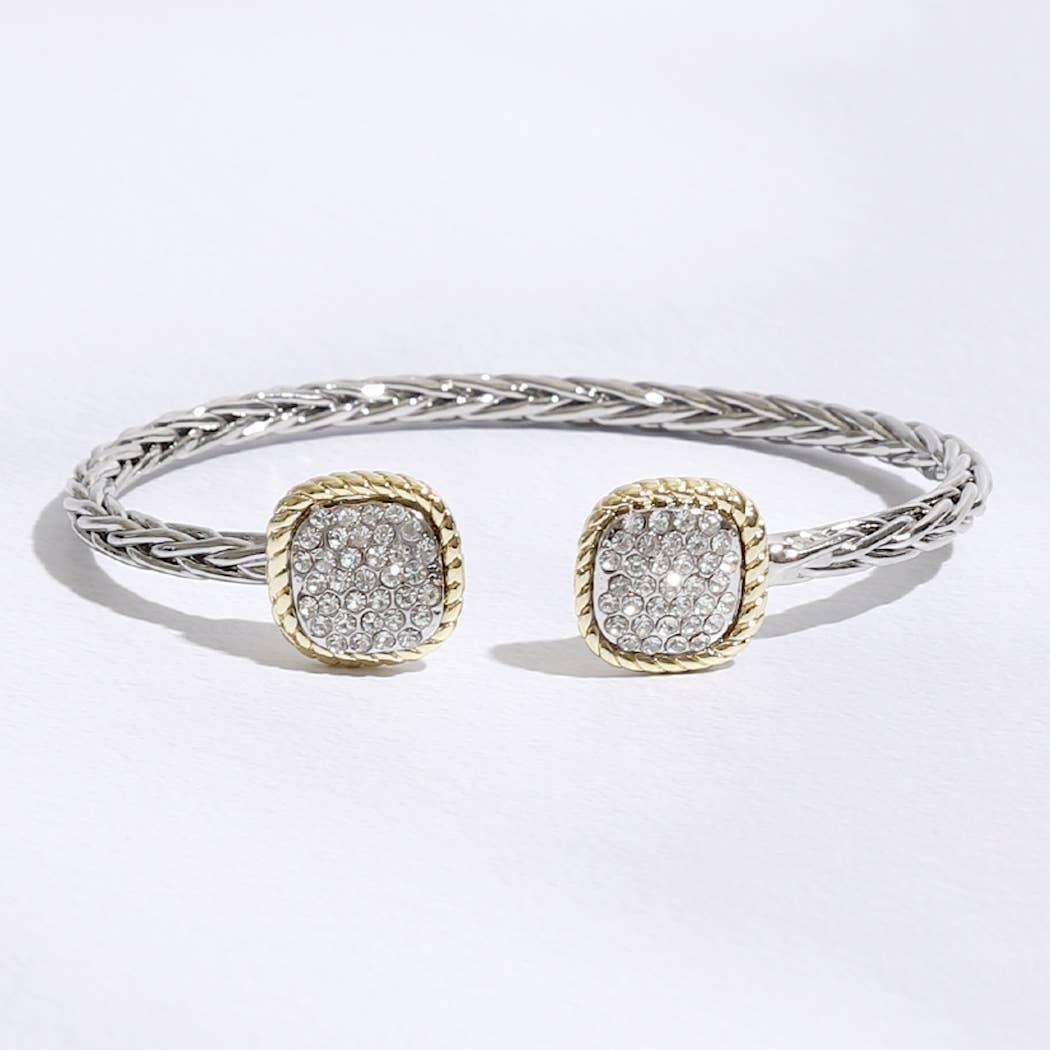 CZ Square Edge Designed Braided Bangle Bracelet Product Image