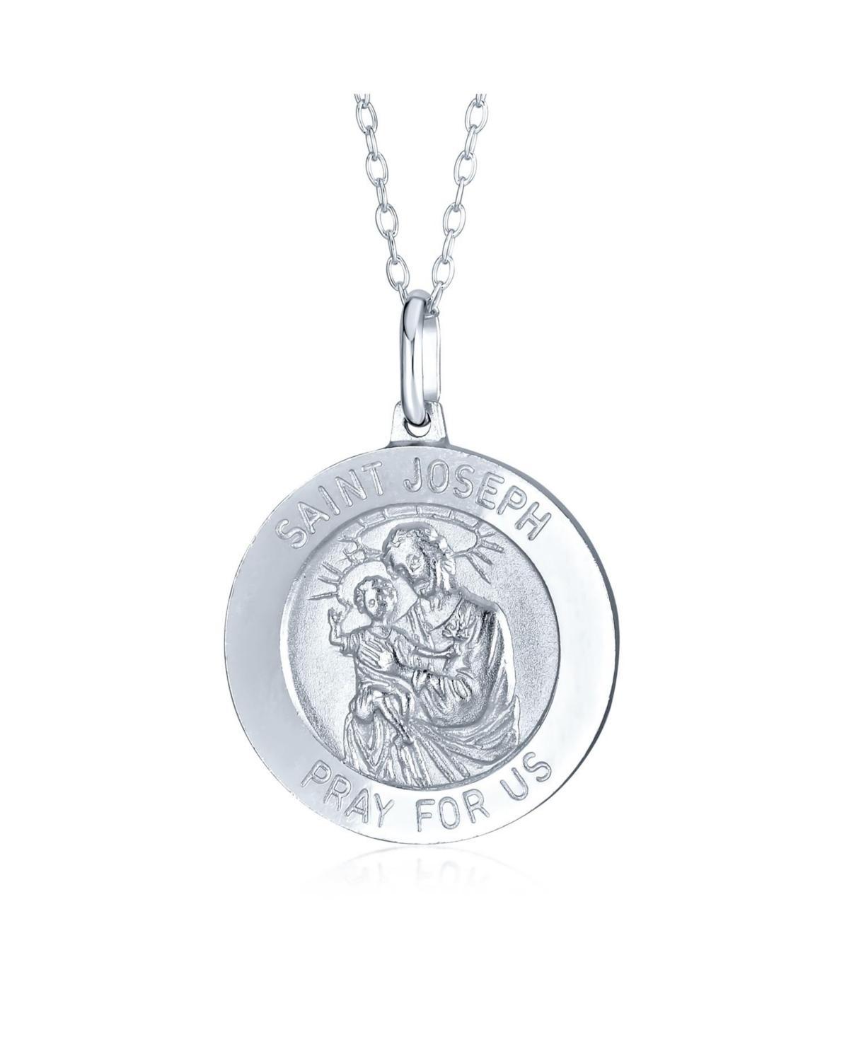 Bling Jewelry Religious Medal Medallion Saint Joseph Patron of Peaceful Passing Pendant Necklace for Women .925 Sterling Silver Product Image