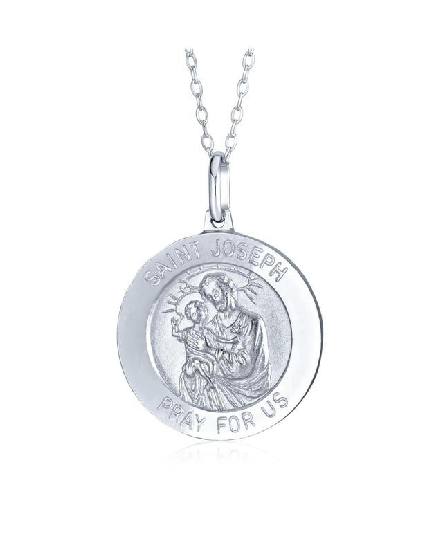 Bling Jewelry Religious Medal Medallion Saint Joseph Patron of Peaceful Passing Pendant Necklace for Women .925 Sterling Silver Product Image