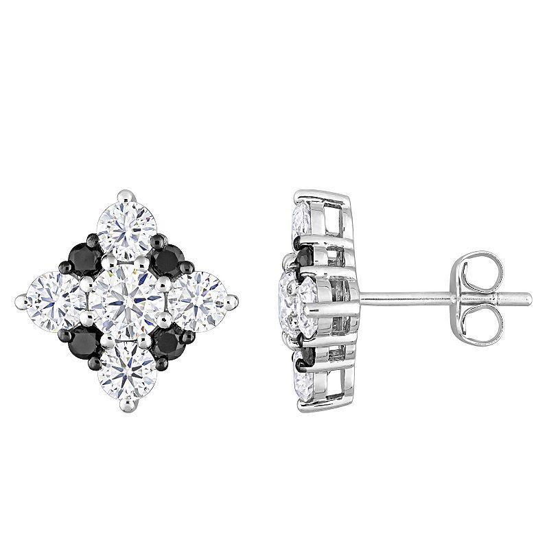 Stella Grace 10k White Gold 2 Carat T.W. Lab-Created Moissanite & Black Diamond Stud Earrings, Womens Product Image