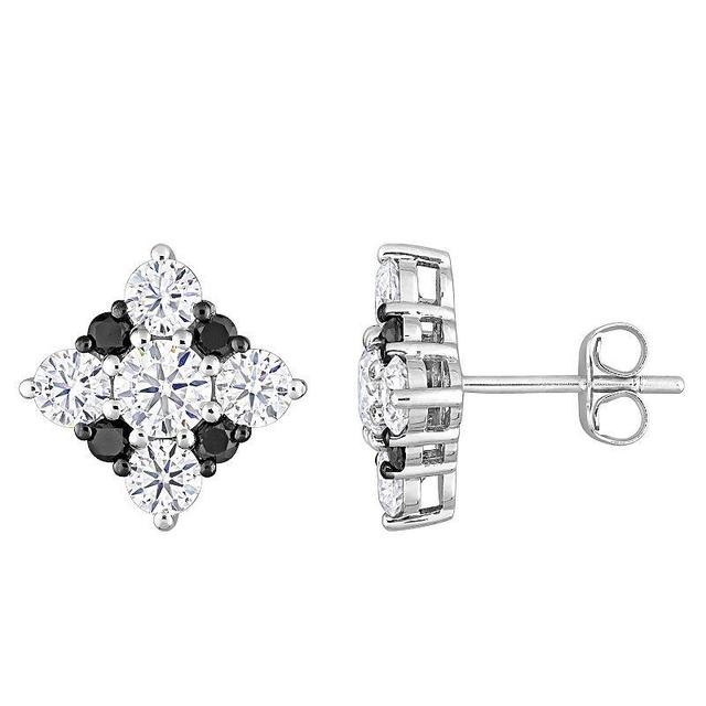 Stella Grace 10k White Gold 2 Carat T.W. Lab-Created Moissanite & Black Diamond Stud Earrings, Womens, Multicolor Product Image