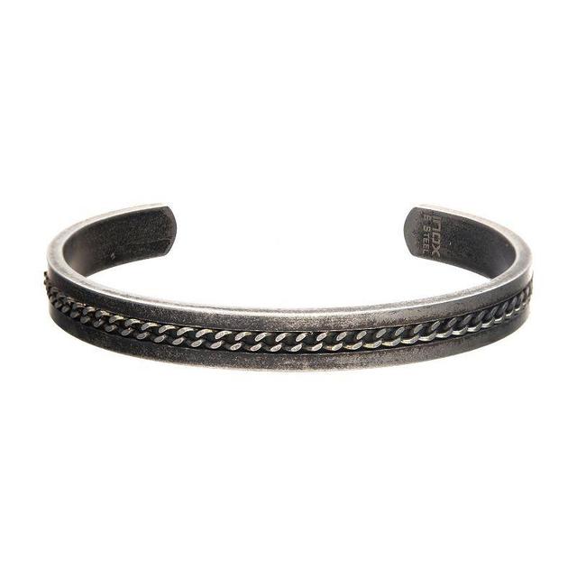 Mens Antiqued Stainless Steel Cuff Bangle Bracelet Silver Product Image