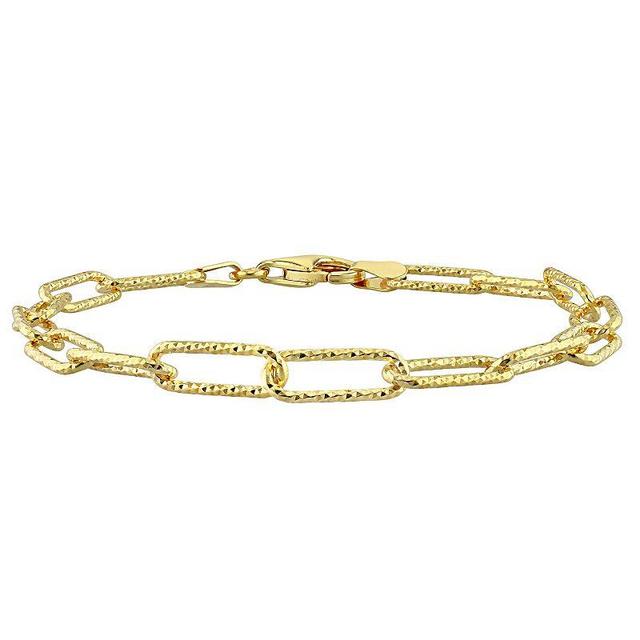 Stella Grace 18k Gold Over Silver 5 mm Fancy Cut Paper Clip Link Chain Bracelet, Womens Gold Tone Product Image