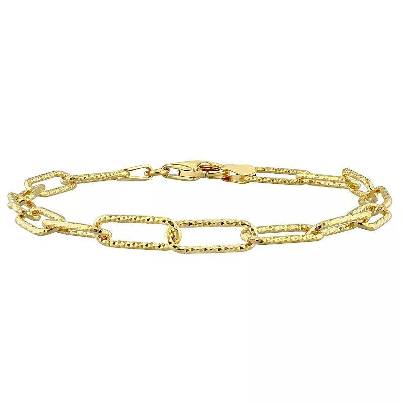 Stella Grace 18k Gold Over Silver 5 mm Fancy Cut Paper Clip Link Chain Bracelet, Womens Yellow Product Image