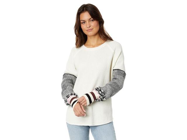 Free People Mod About You Cuff Raglan (Ivory Combo) Women's Clothing Product Image