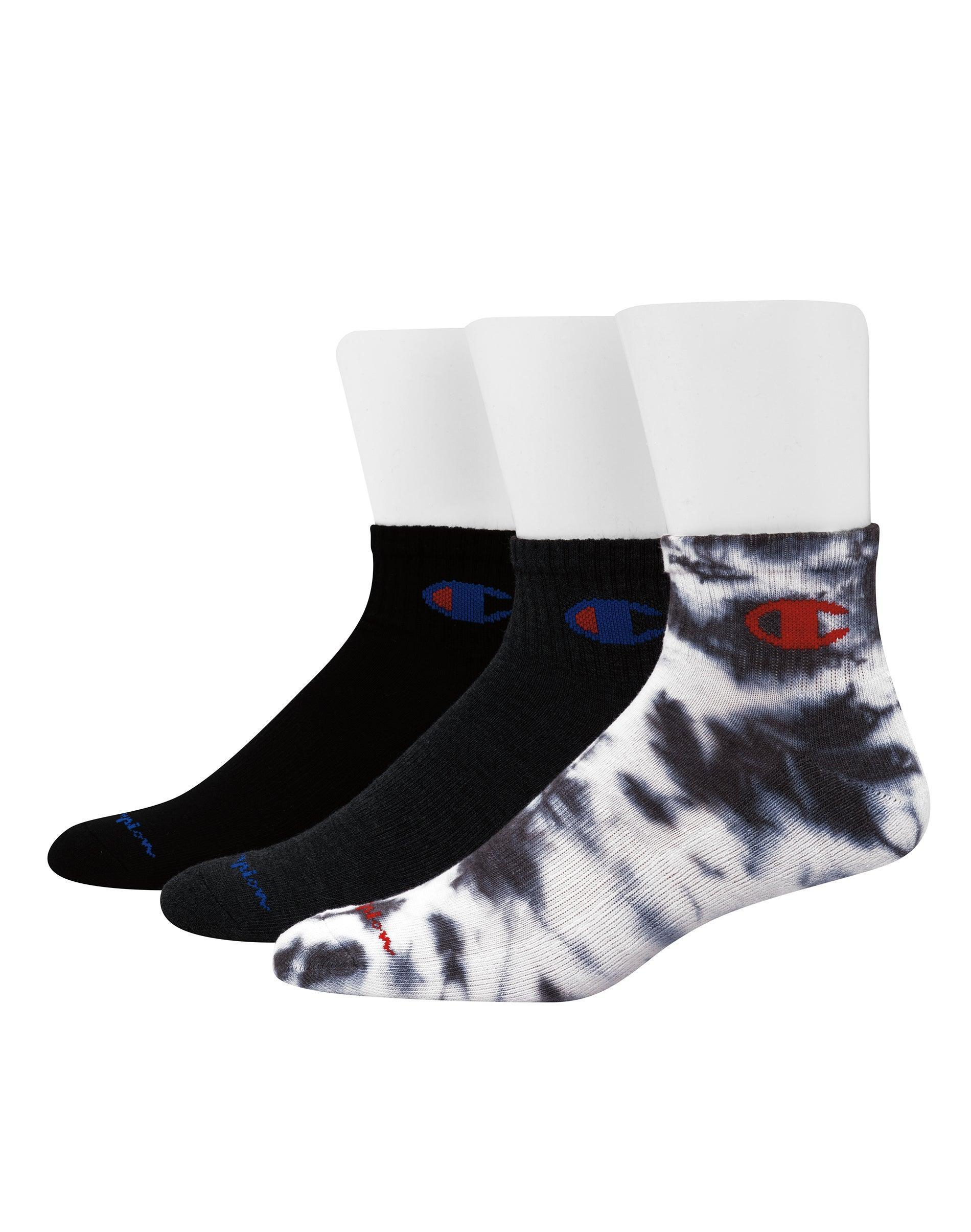 Champion Mens Ankle Socks, Tie-Dye Asst., 3-Pairs Dark Grey Tie Dye Assorted 6-12 Product Image