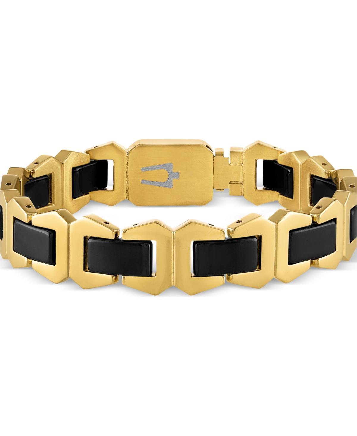 Bulova Mens Icon Black Ceramic Bracelet in Gold Ion-Plated Stainless Steel Product Image