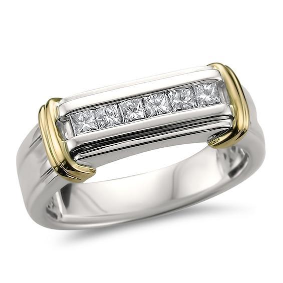 Men's 1/2 CT. T.w. Diamond Collar Ring in 14K Two-Tone Gold Product Image