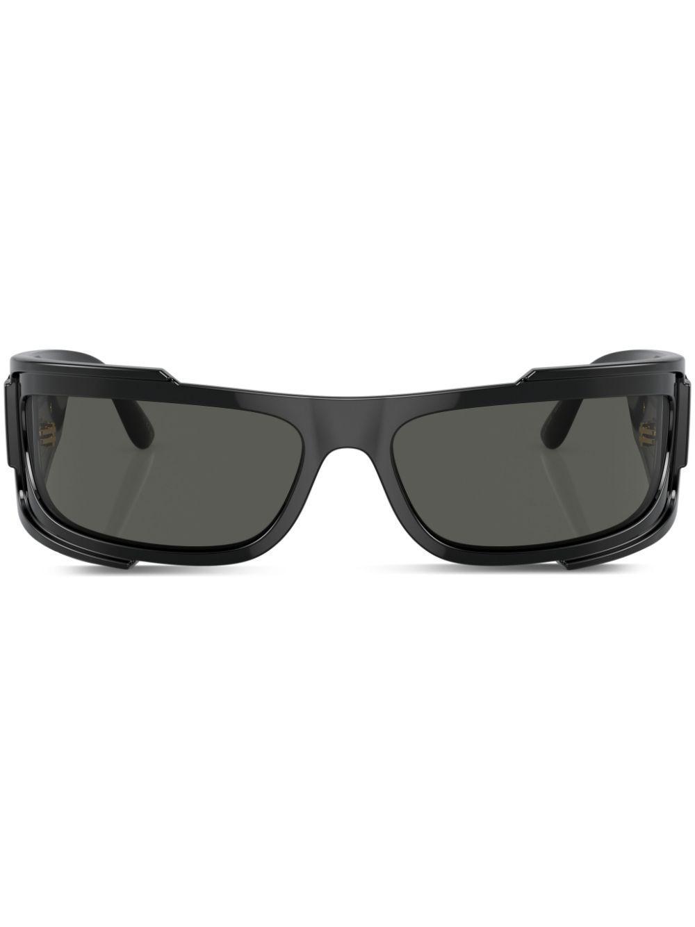 VERSACE Logo-plaque Rectangle-frame Sunglasses In Black_dark_grey Product Image