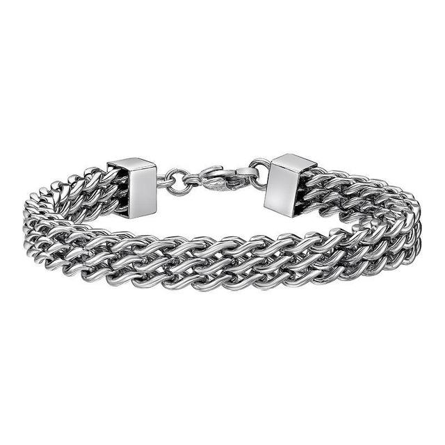 Mens LYNX Stainless Steel 3-Row Rope Chain Bracelet Product Image