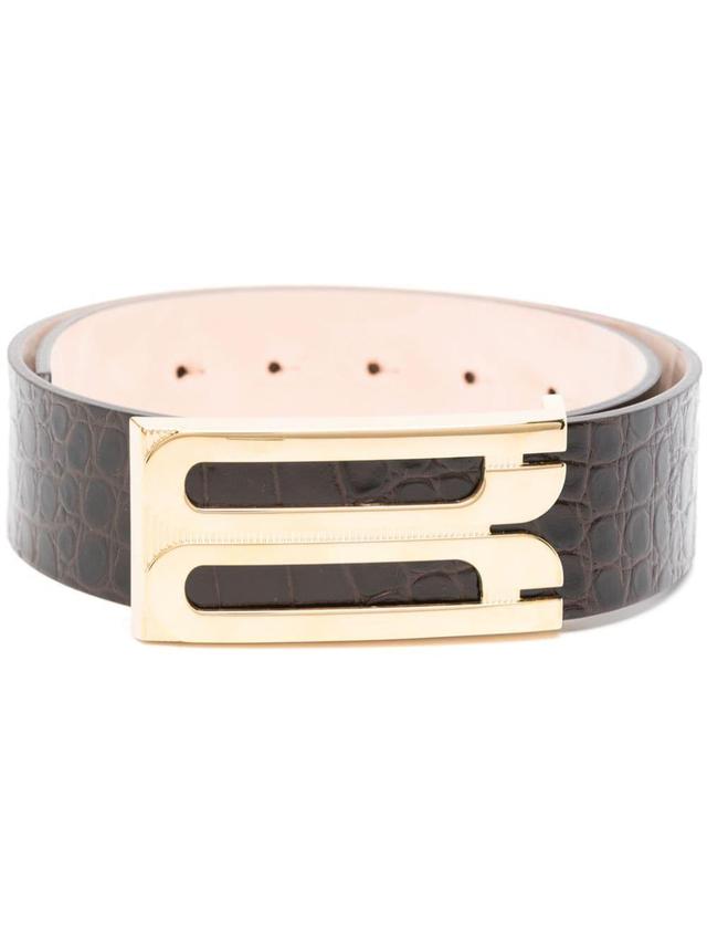 Croc-effect Belt In Brown Product Image