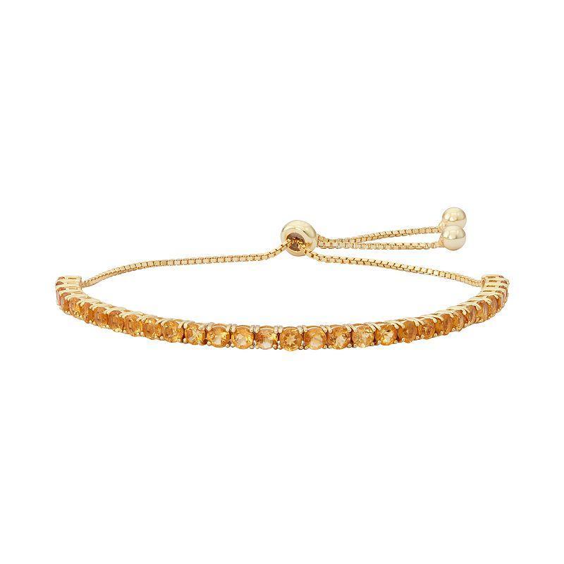 14k Gold Over Silver Citrine Lariat Bracelet, Womens Orange Product Image