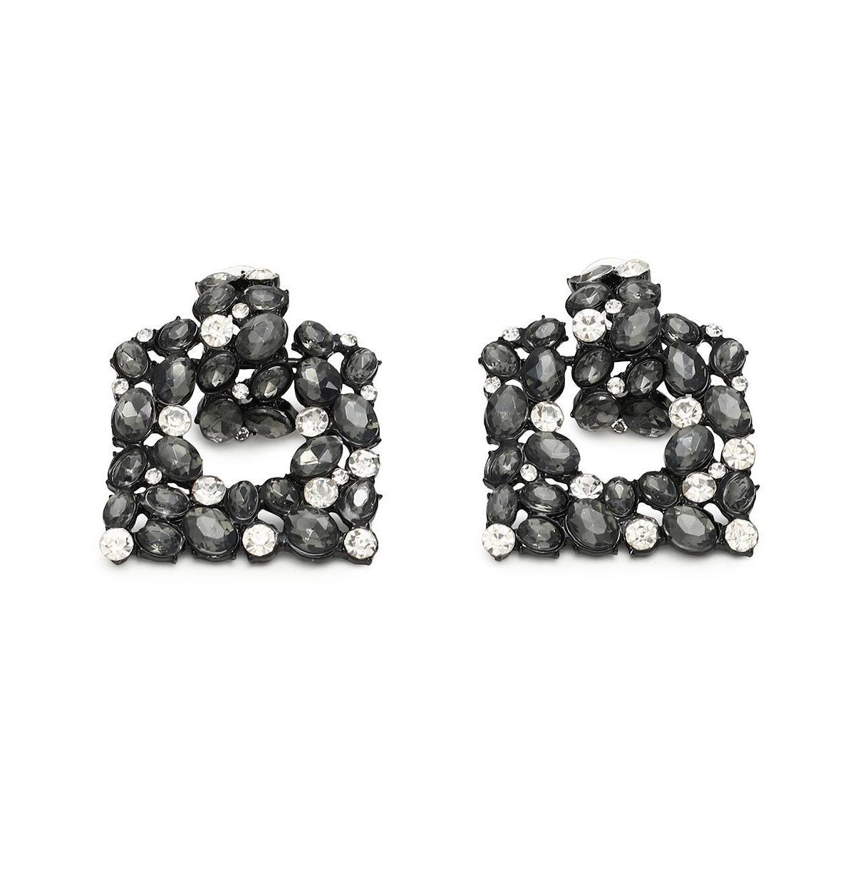 Sohi Womens Black Stone Drop Earrings Product Image