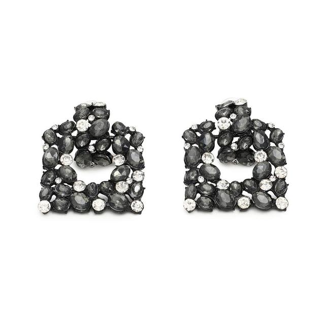 Sohi Womens Black Stone Drop Earrings Product Image