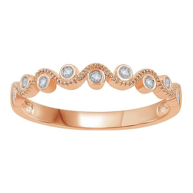 10k Rose Gold Diamond Accent Wave Loop Stackable Ring, Womens Product Image