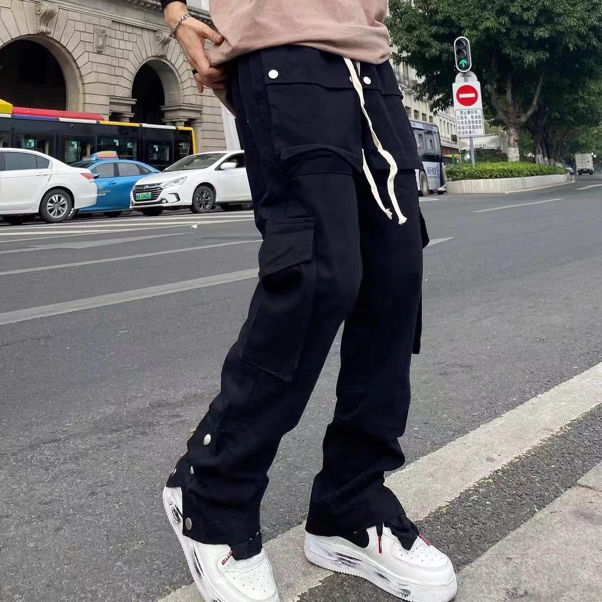 Men's Vibe Style Buttoned Multi-Pocket Hiphop Cargo Pants Product Image