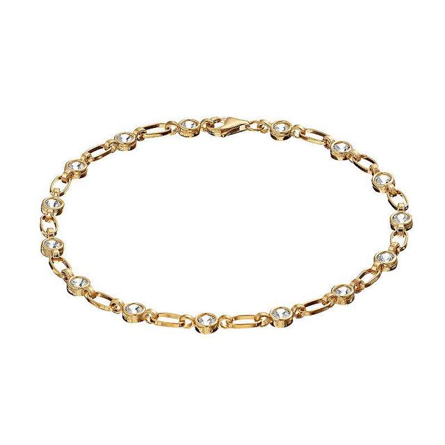 Kristen Kesho Sterling Silver Lab-Created White Sapphire Tennis Bracelet, Womens Gold Tone Product Image