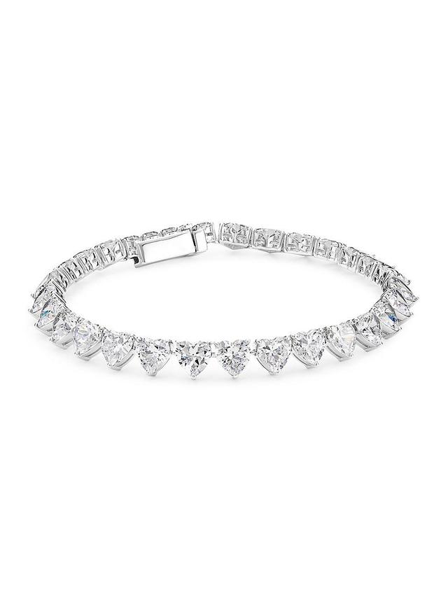 Womens Real Love Rhodium-Plated & Cubic Zirconia Heart Tennis Bracelet Product Image