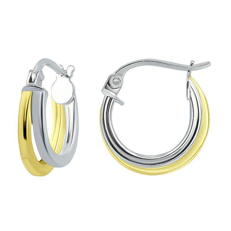 Aleure Precioso Sterling Silver Double Round Hoop Earrings, Womens, Gold Product Image