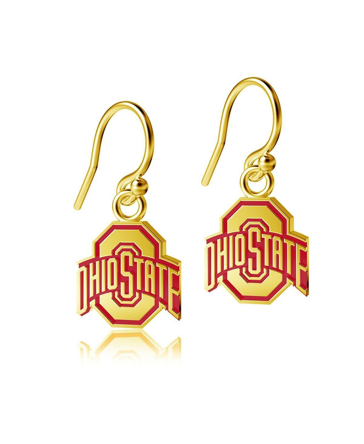 Womens Dayna Designs Ohio State Buckeyes Gold Plated Dangle Earrings Product Image