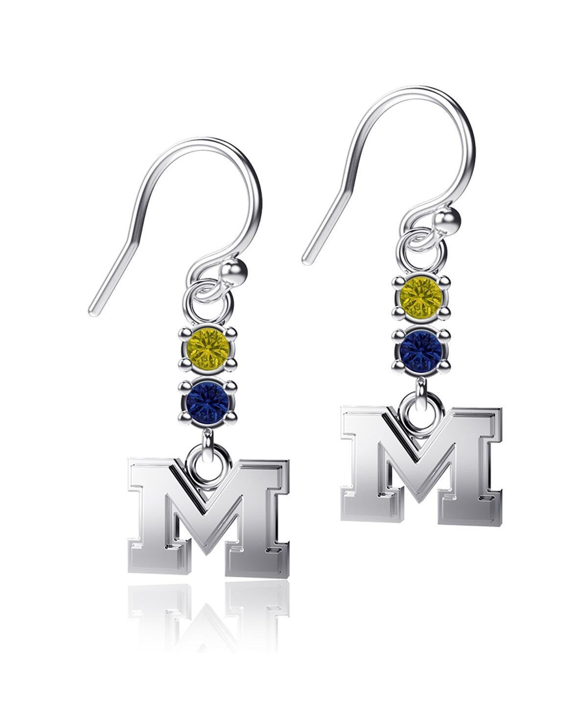 Womens Dayna Designs Michigan Wolverines Dangle Crystal Earrings Product Image