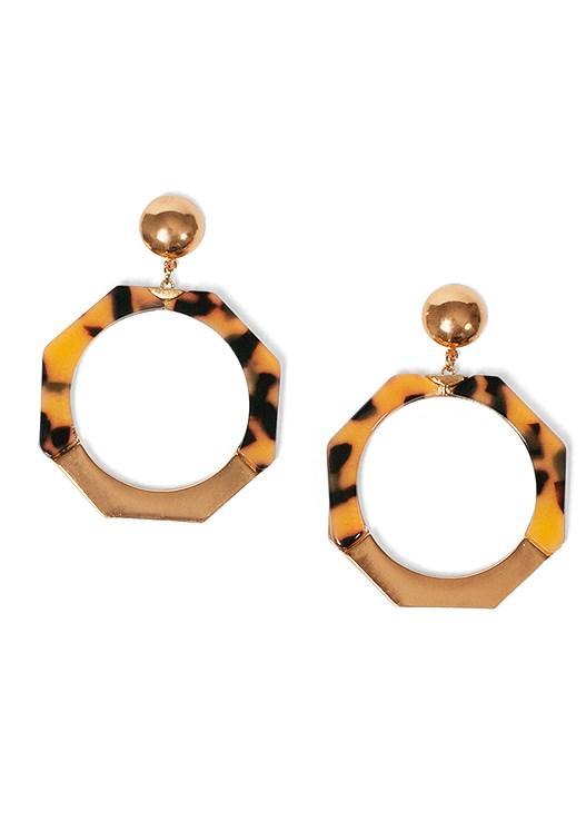 Tortoise Hexagon Earrings Product Image