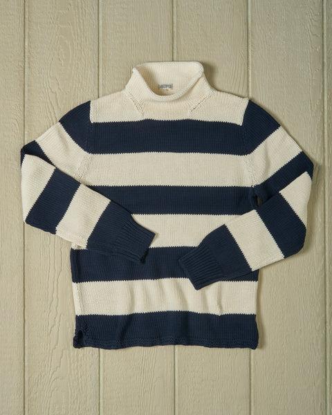 Fisherman's Sweater in Navy/Egret Stripe Product Image