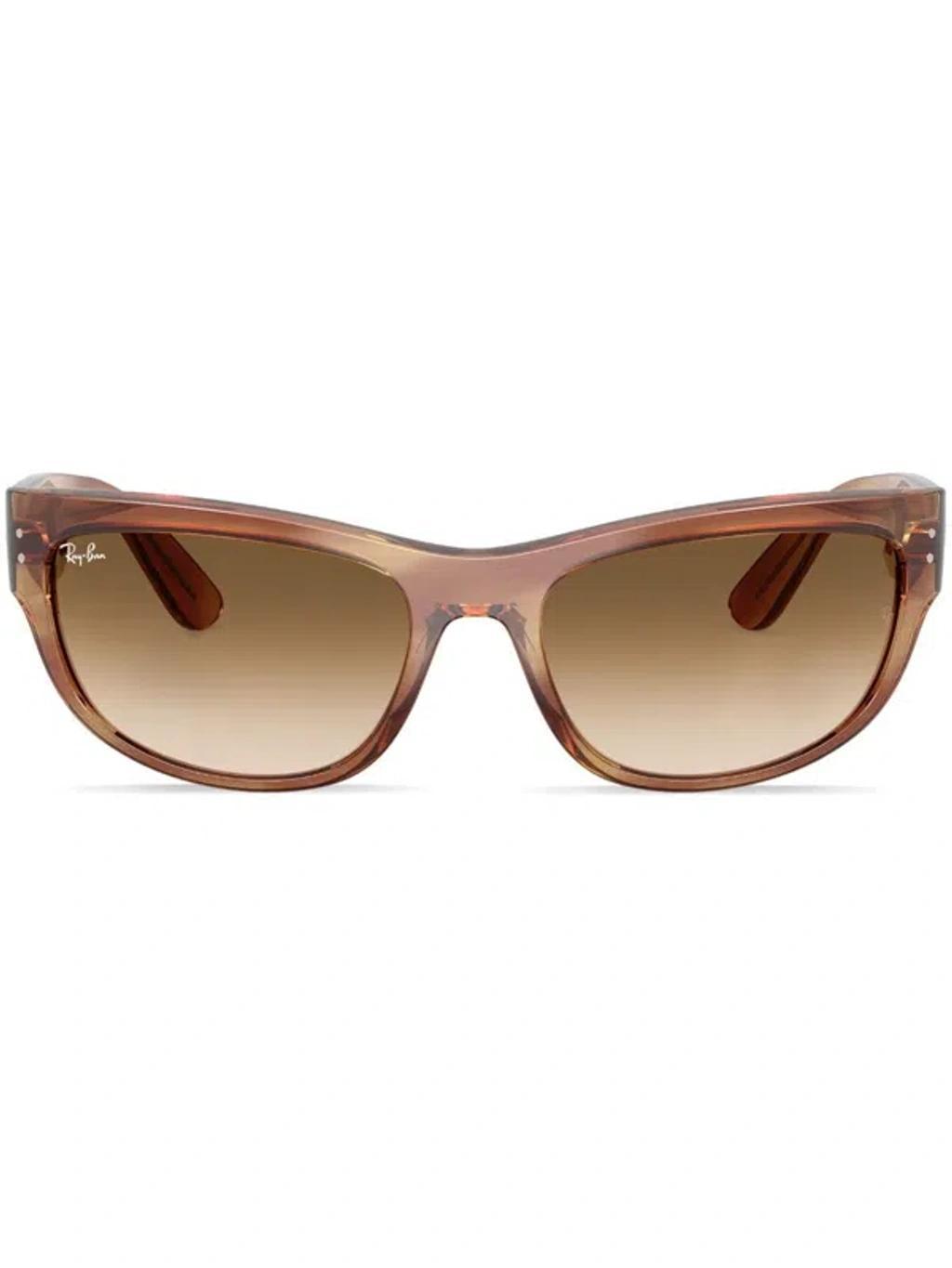 RAY BAN Mega Balorama Sunglasses Striped Brown Frame Brown Lenses 63-19 Product Image