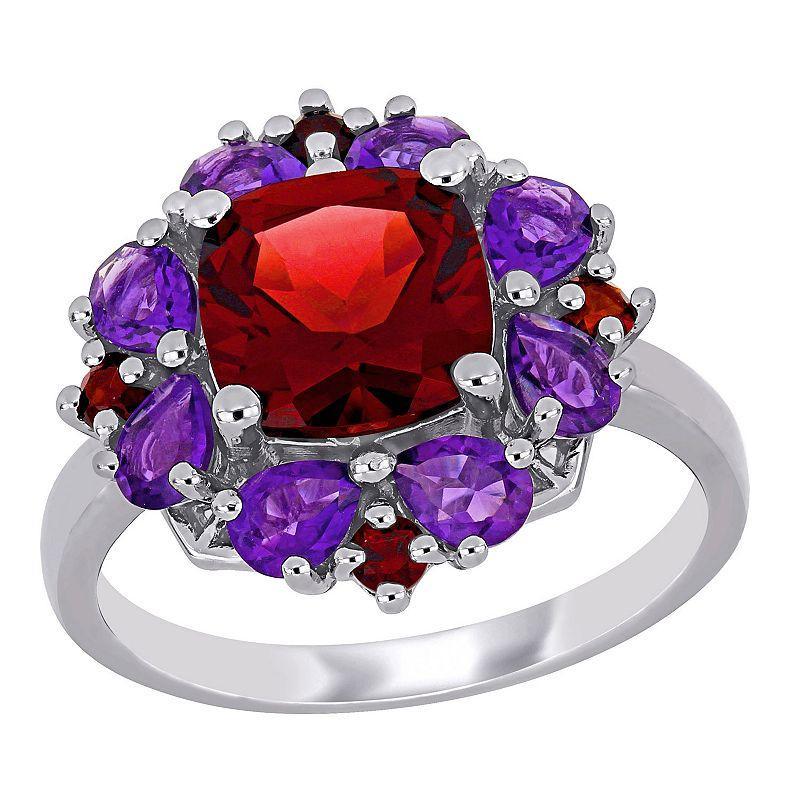 Stella Grace Sterling Silver Garnet & Amethyst Cocktail Ring, Womens Product Image