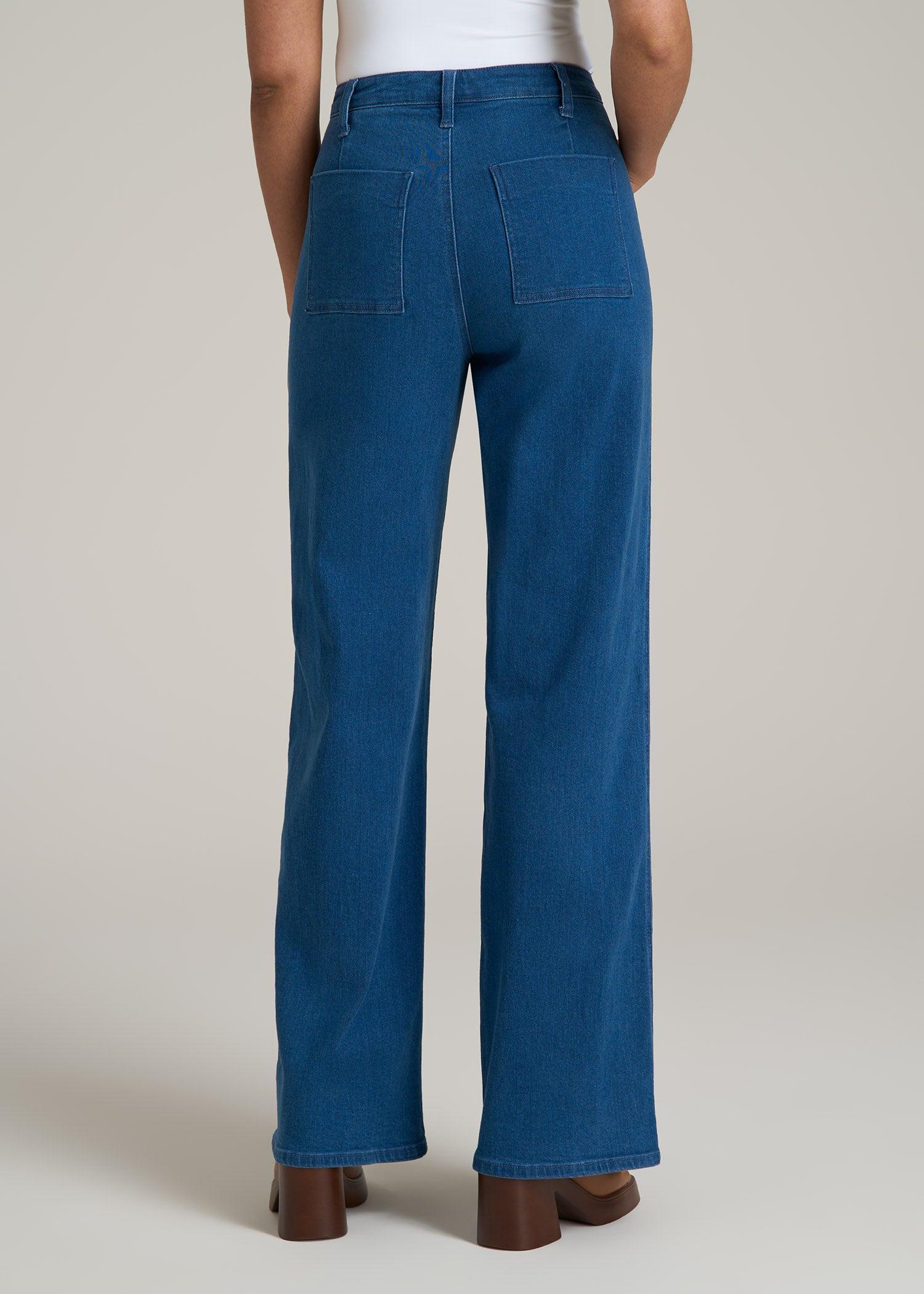 Stevie Wide Leg Patch Pocket Jeans for Tall Women in 70's Blues Female Product Image