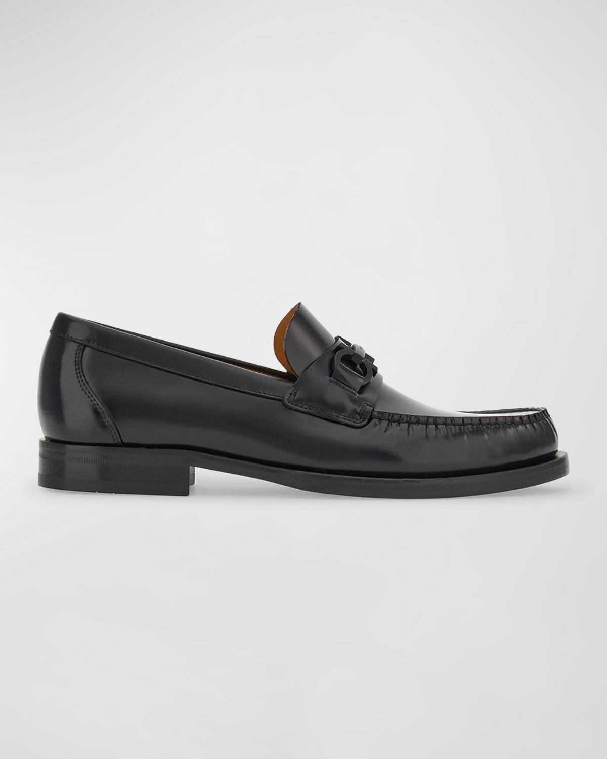 Ferragamo Mens Fort Royale Gancini Bit Leather Loafers Product Image