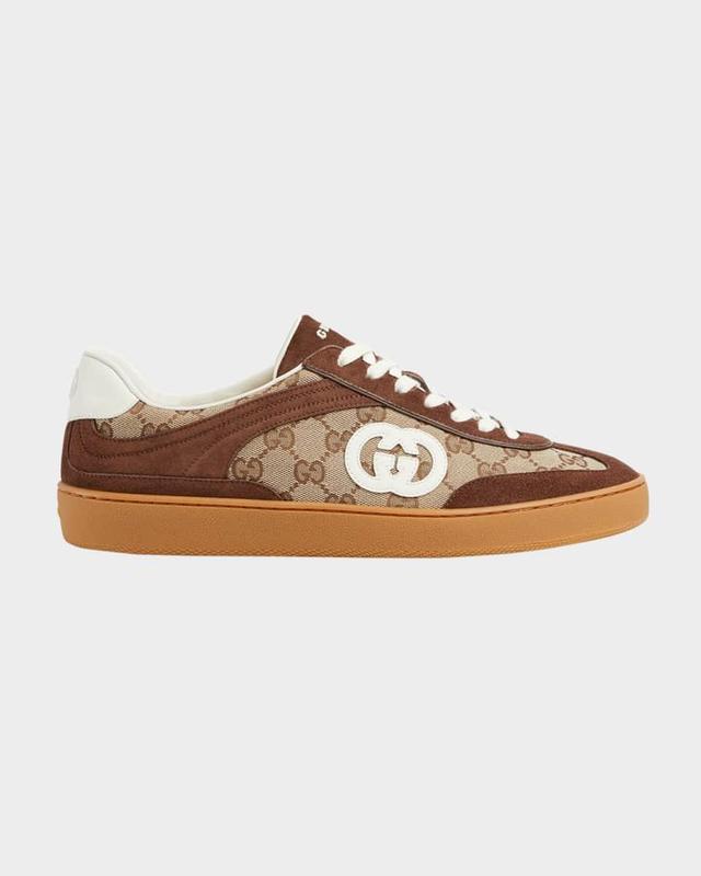 Men's GG Supreme Canvas and Suede Low-Top Sneakers Product Image