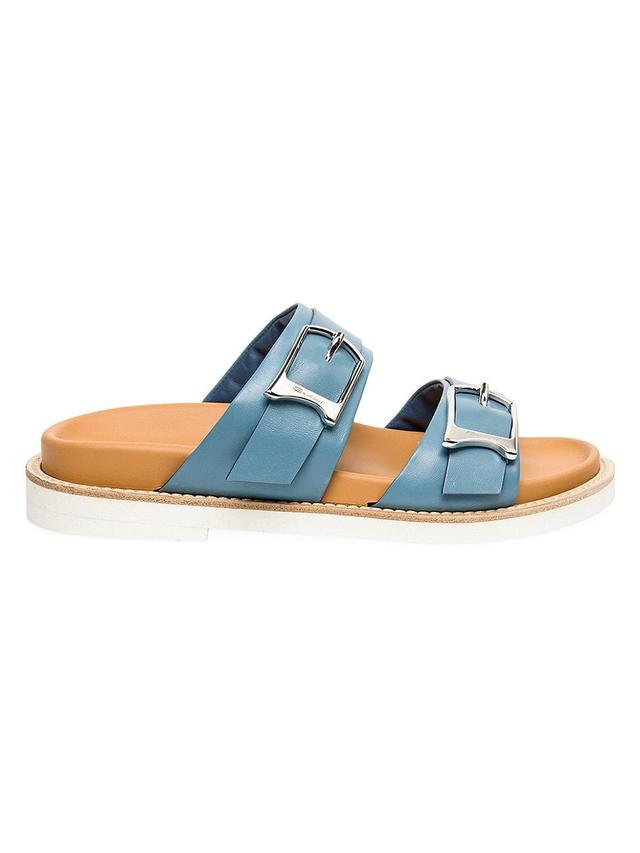 Womens Double-Buckle Leather Sandals Product Image