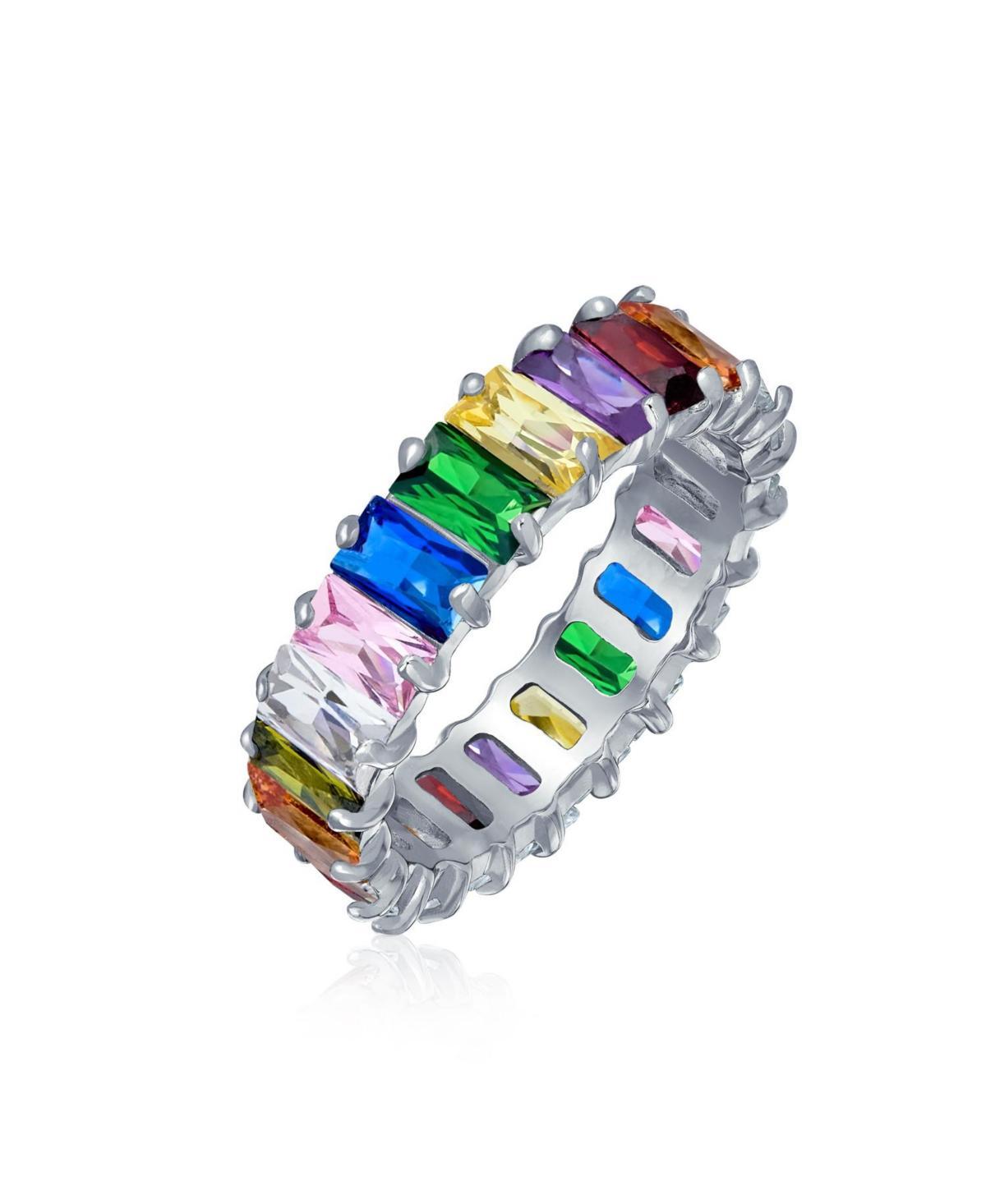 Bling Jewelry Art Deco Style Cz Cubic Zirconia Eternity Baguette Band Ring For Women .925 Sterling Silver 4MM Product Image