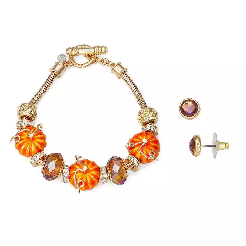 Napier Gold Tone Pumpkin Bracelet & Earrings Set, Womens, Multi Product Image