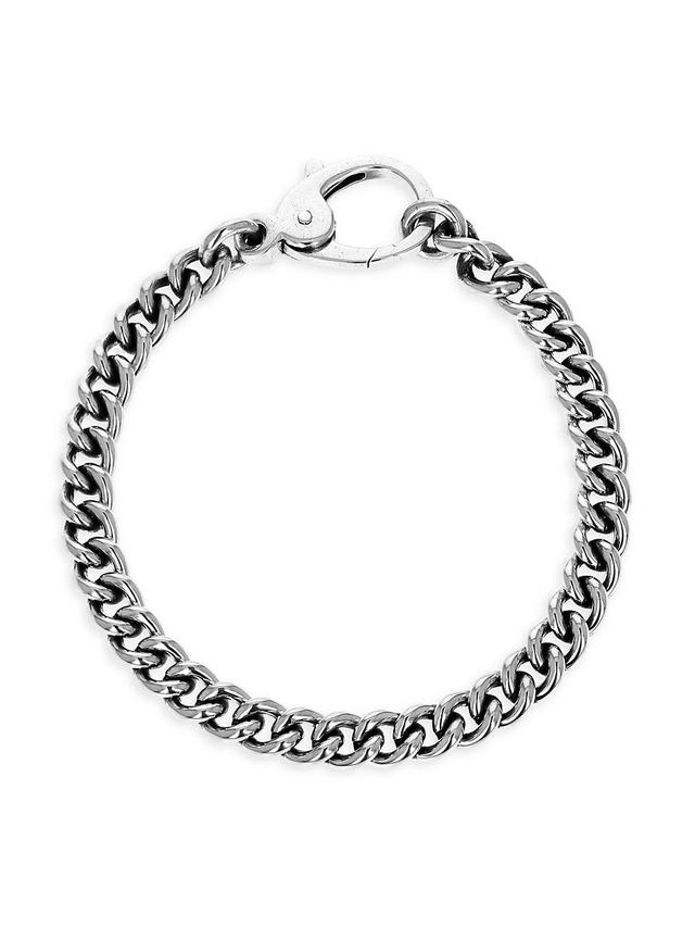 Mens Curb Link Chain Sterling Silver Bracelet Product Image