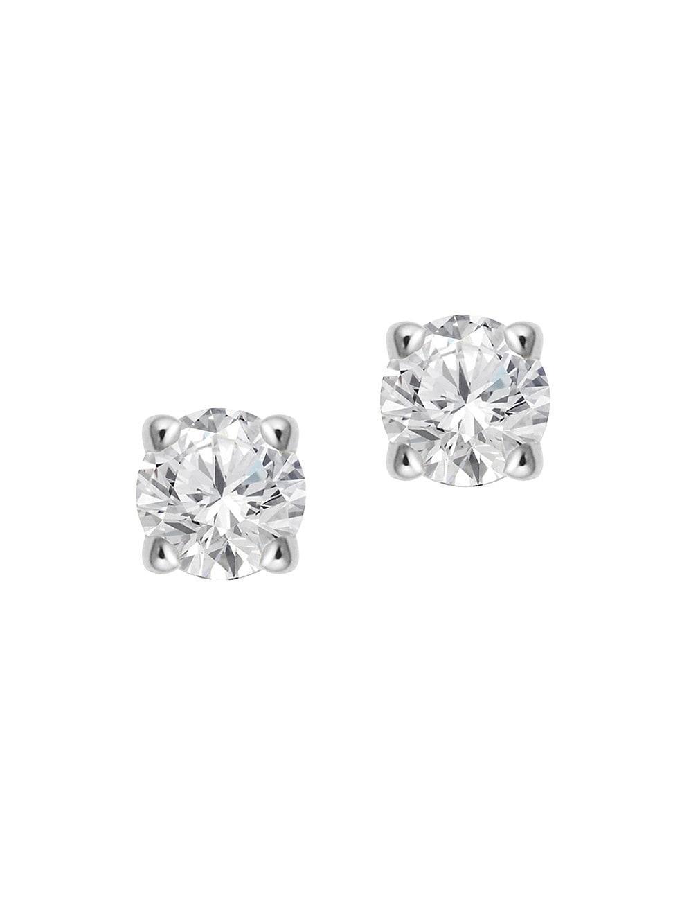 Womens 14K White Gold Shine Bright Diamond Mini Stud - White Gold Product Image