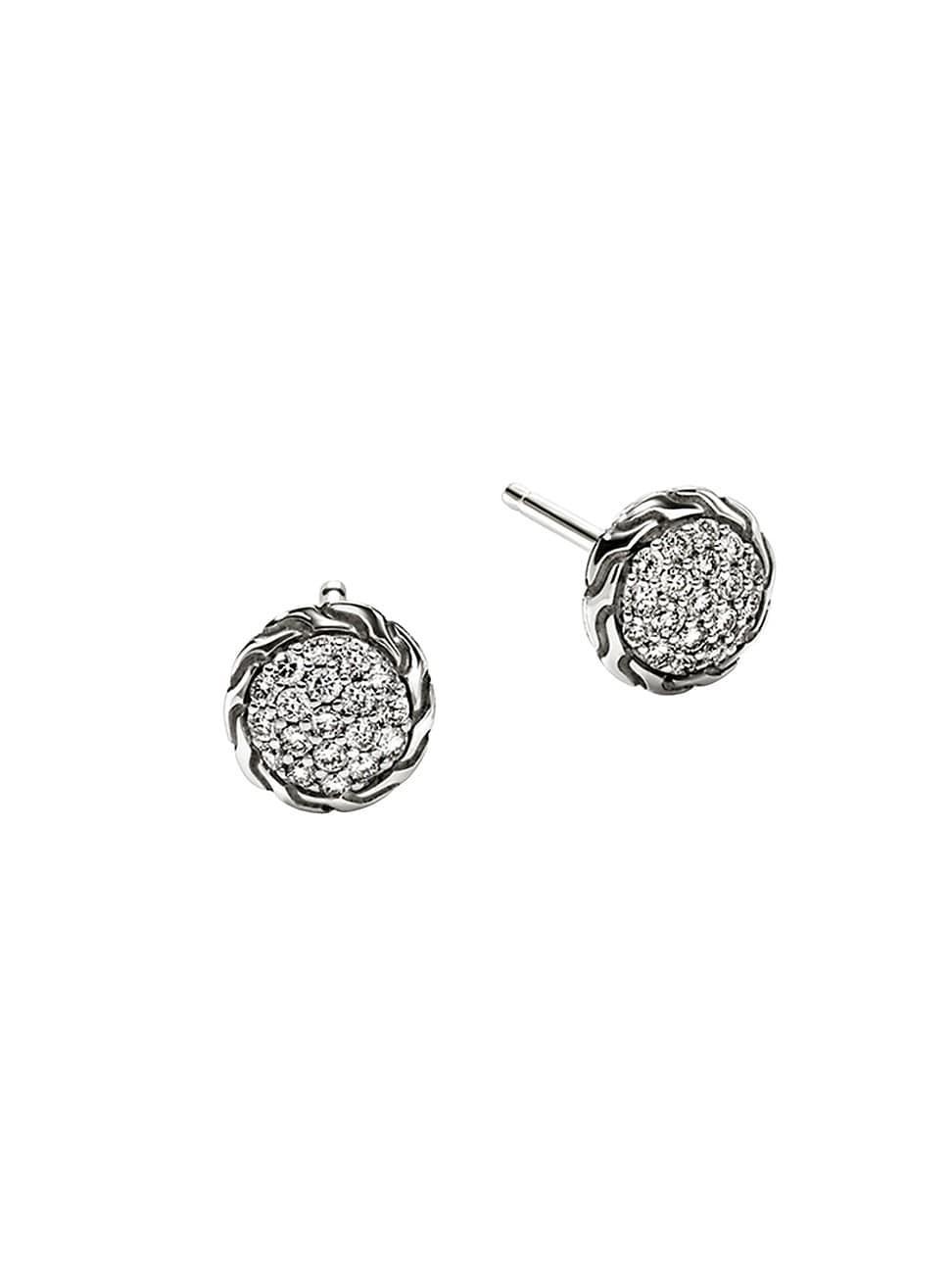 Womens JH Essentials Sterling Silver & 0.19 TCW Diamond Pav Stud Earrings Product Image