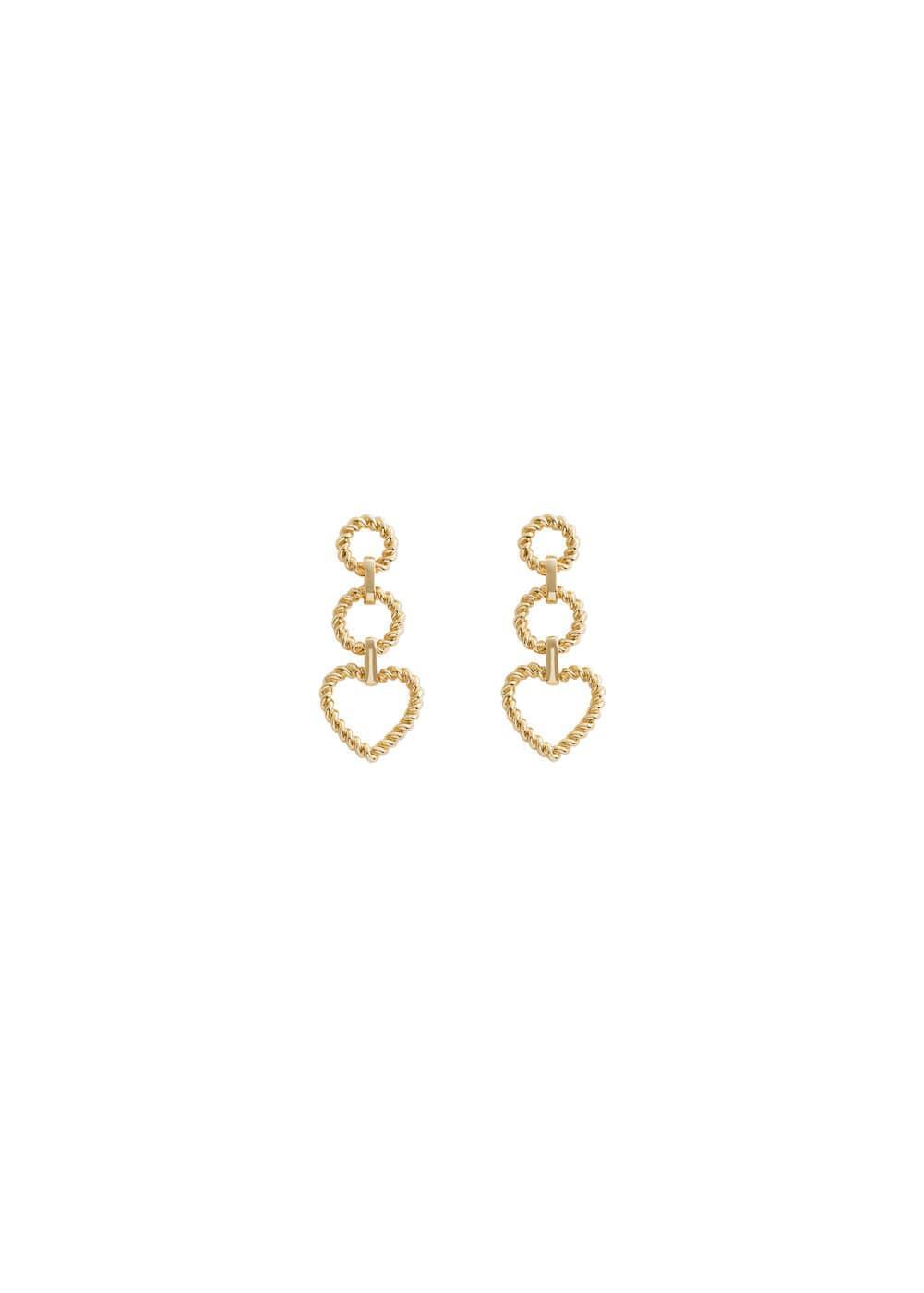 MANGO - Heart long earrings - One size - Women Product Image