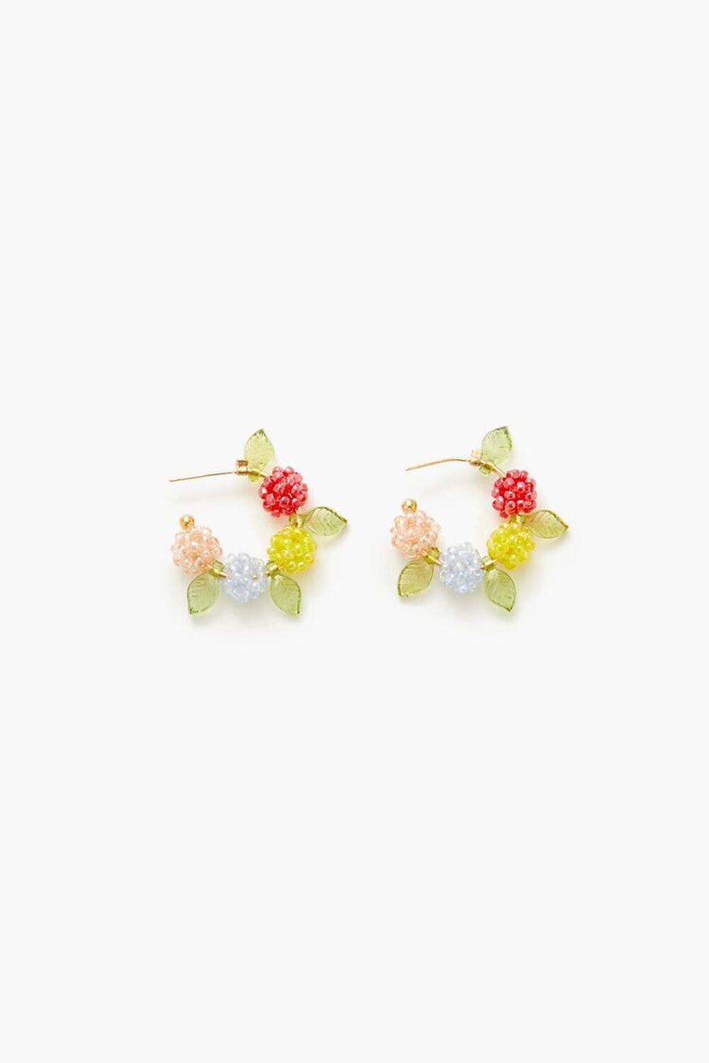 Beaded Flower Hoop Earrings | Forever 21 Product Image