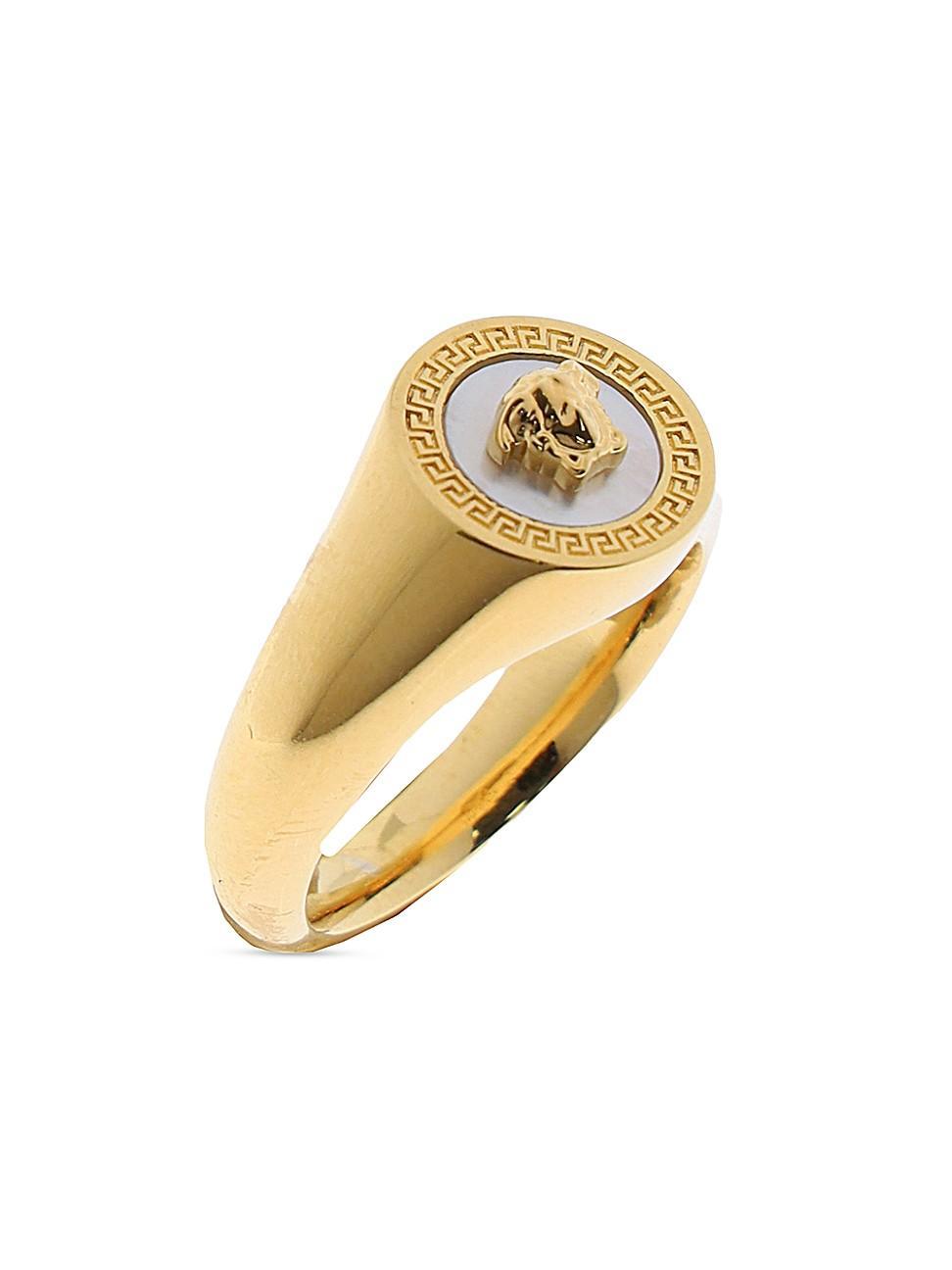 Womens Goldtone & Enamel Medusa Signet Ring Product Image