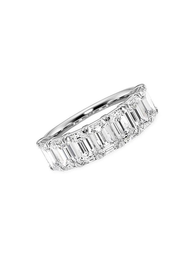 Womens 14K White Gold & 5 TCW Emerald-Cut Lab-Grown Diamond Ring Product Image