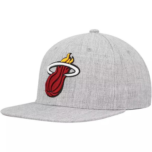 Mens Mitchell & Ness Heather Gray Miami Heat Hardwood Classics 2.0 Snapback Hat Product Image