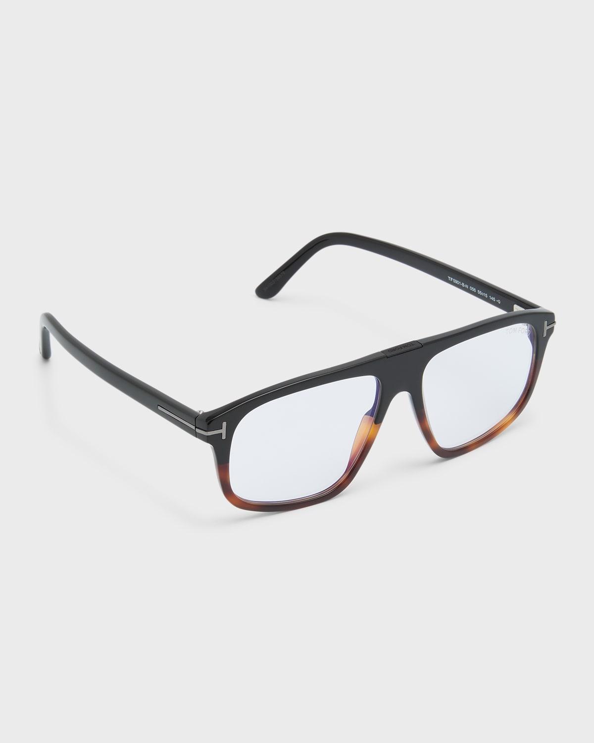 Mens Acetate Rectangle Blue Light Blocking Glasses Product Image